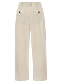 Brunello Cucinelli Pleated Chino Trousers In Cotton Canvas And Linen