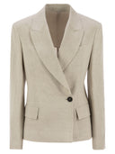 Brunello Cucinelli Sparkling Linen Canvas Jacket With Jewellery