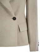 Brunello Cucinelli Sparkling Linen Canvas Jacket With Jewellery