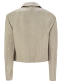 Brunello Cucinelli Jacket Style Outerwear In Linen Cover Up With Jewellery