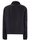 Brunello Cucinelli Crop Caban In Linen Coverlet With Necklace