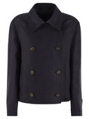 Brunello Cucinelli Crop Caban In Linen Coverlet With Necklace