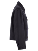 Brunello Cucinelli Crop Caban In Linen Coverlet With Necklace