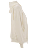 Brunello Cucinelli Lightweight Stretch Cotton Fleece Topwear With Zip, Hood And Shiny Trims