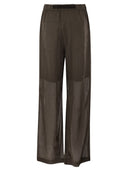 Brunello Cucinelli Ergonomic Loose Cotton Organza Trousers With Belt