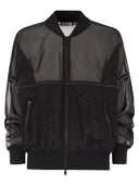 Brunello Cucinelli Baumwoll Organza -Bomberjacke mit glänzenden Verkleidungen