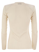 Elisabetta franchi glanzende viscose geribbelde trui