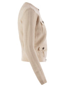 Elisabetta Franchi Bouclé Wool Cardigan mit technischen Segel -Stofftaschen