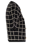 Elisabetta Franchi Jacquard Logo Cardigan With Gold Buttons