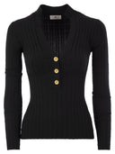 Elisabetta Franchi Sweater viscose côtelé avec boutons de boutons