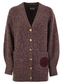 Elisabetta Franchi Wool Blend Cardigan With Logo Patch