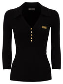 Elisabetta Franchi Micro Cable Knit Polo Shirt