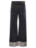 Brunello Cucinelli Crop Denim Trousers With Turn Ups