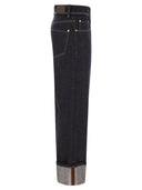 Brunello Cucinelli Crop Denim Trousers With Turn Ups