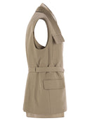 Brunello Cucinelli Cotton And Linen Cover Gilet With Detachable Organza Insert And Necklace