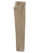 Brunello Cucinelli Chino Crop Trousers In Cotton And Linen Cover Up With Moniline