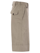Brunello Cucinelli Sartorial Long Bermuda Shorts In Cotton And Linen Cover Up With Necklace