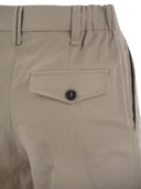 Brunello Cucinelli Sartorial Long Bermuda Shorts In Cotton And Linen Cover Up With Necklace