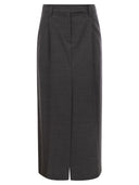 Brunello Cucinelli Sartorial Long Skirt In Virgin Wool Canvas