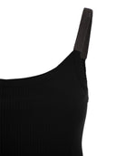 Brunello Cucinelli stretch bawełniany bawełniany top koszulowy z cennymi paskami