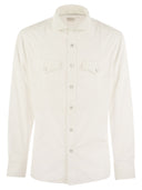 Brunello Cucinelli prenda teñida de la camisa fácil de ajuste con pernos de prensa, charreteras y bolsillos