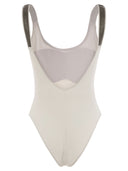 Brunello Cucinelli One Piece Swimming Costume in Techno Jersey With Necklace
