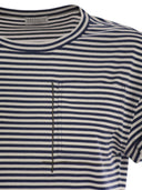 Maglietta in maglia di cotone a strisce di Brunello Cucinelli con dettaglio tascabile lucido