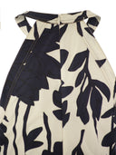 Brunello Cucinelli Halterneck Cotton Poplin Ramage Print Halterneck Dress With Necklace