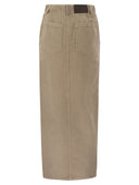Brunello Cucinelli Chino裙子，穿着衣服染成棉和亚麻盖