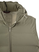 Brunello Cucinelli Sleeveless Down Jacket In Membraned Taffeta With Heat Tapes And Detachable Hood