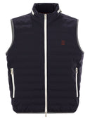 Brunello Cucinelli Sleeveless Nylon Down Jacket With Logo And Removable Hood