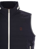 Brunello Cucinelli Sleeveless Nylon Down Jacket With Logo And Removable Hood