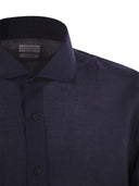 Brunello Cucinelli Easy Fit Linen Shirt With French Collar