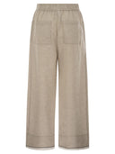 Brunello Cucinelli Baggy Crop Linen Trousers With Shiny Cuffs