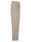 Brunello Cucinelli Baggy Crop Linen Trousers With Shiny Cuffs