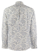 Brunello Cucinelli Slim Fit Shirt In Paisley Cotton Canvas