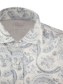 Brunello Cucinelli Slim Fit Shirt In Paisley Cotton Canvas