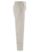 Brunello Cucinelli Pearl Grey Cotton Fleece Trousers