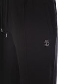 Brunello Cucinelli Double Fleece Trousers In Cotton, Cashmere And Silk With Crête And Elasticated Hem