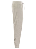 Brunello Cucinelli Double Pinstripe Plush Trousers In Cotton, Cashmere And Silk