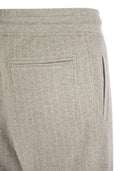 Brunello Cucinelli Double Pinstripe Plush Trousers In Cotton, Cashmere And Silk