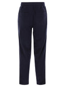 Brunello Cucinelli Double Pinstripe Fleece Trousers In Cotton, Cashmere And Silk