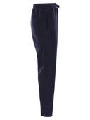 Brunello Cucinelli Double Pinstripe Fleece Trousers In Cotton, Cashmere And Silk