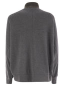 Brunello Cucinelli Smooth Cotton Fleece Topwear With Ribbed Collar Precious
