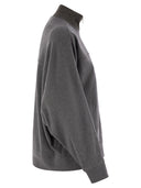 Brunello Cucinelli Smooth Cotton Fleece Topwear With Ribbed Collar Precious