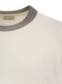 Brunello Cucinelli Smooth Cotton Fleece Topwear med Ribbed Collar Precious