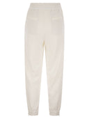Brunello Cucinelli Track Trousers In Cotton Fleece Smooth With Precious Zipper Cuffs