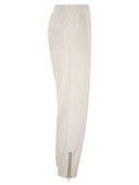 Brunello Cucinelli Track Trousers In Cotton Fleece Smooth With Precious Zipper Cuffs