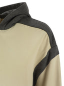Brunello Cucinelli Smooth Cotton Fleece Topwear With Zip, Hood And Shiny Trim
