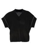 Brunello Cucinelli Cotton Rib Knit T Shirt With Precious Trims